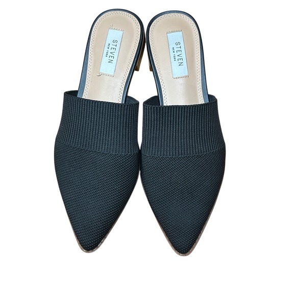 Steven New York Knit Mules Pointed Toe Slip On‎ Heels Black Size 7.5 - Picture 1 of 6